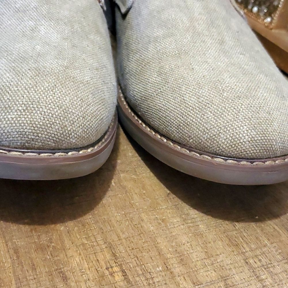 IZOD Memory Foam Incent Tan Oxford Canvas Casual Shoe Booties Size 13 Cap Toe - Picture 8 of 10